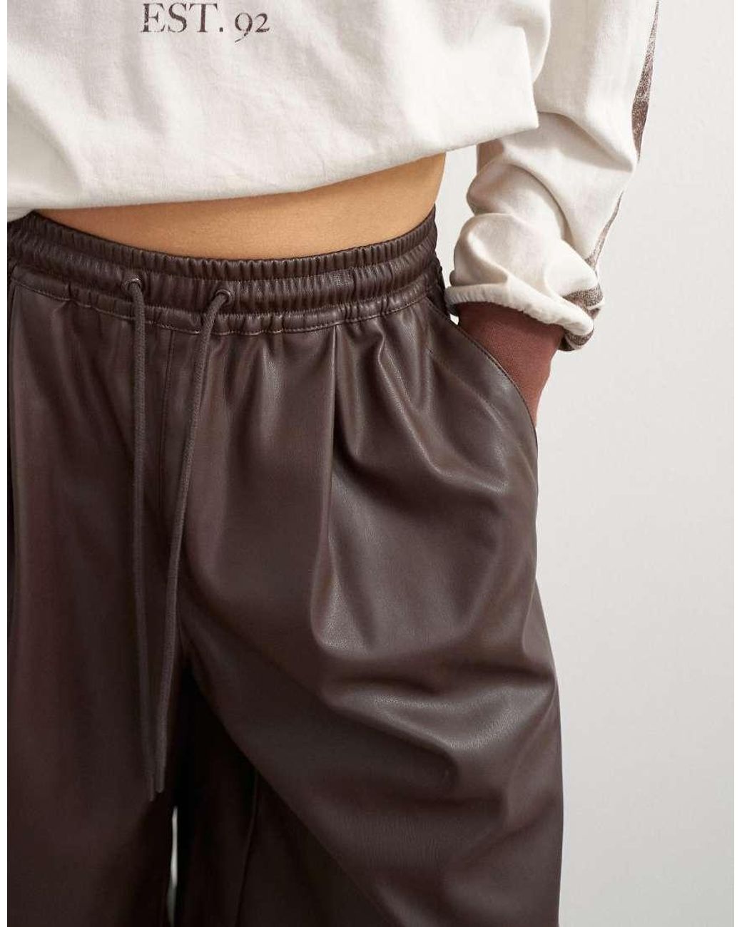 TOPSHOP Gray Faux Leather Culotte
