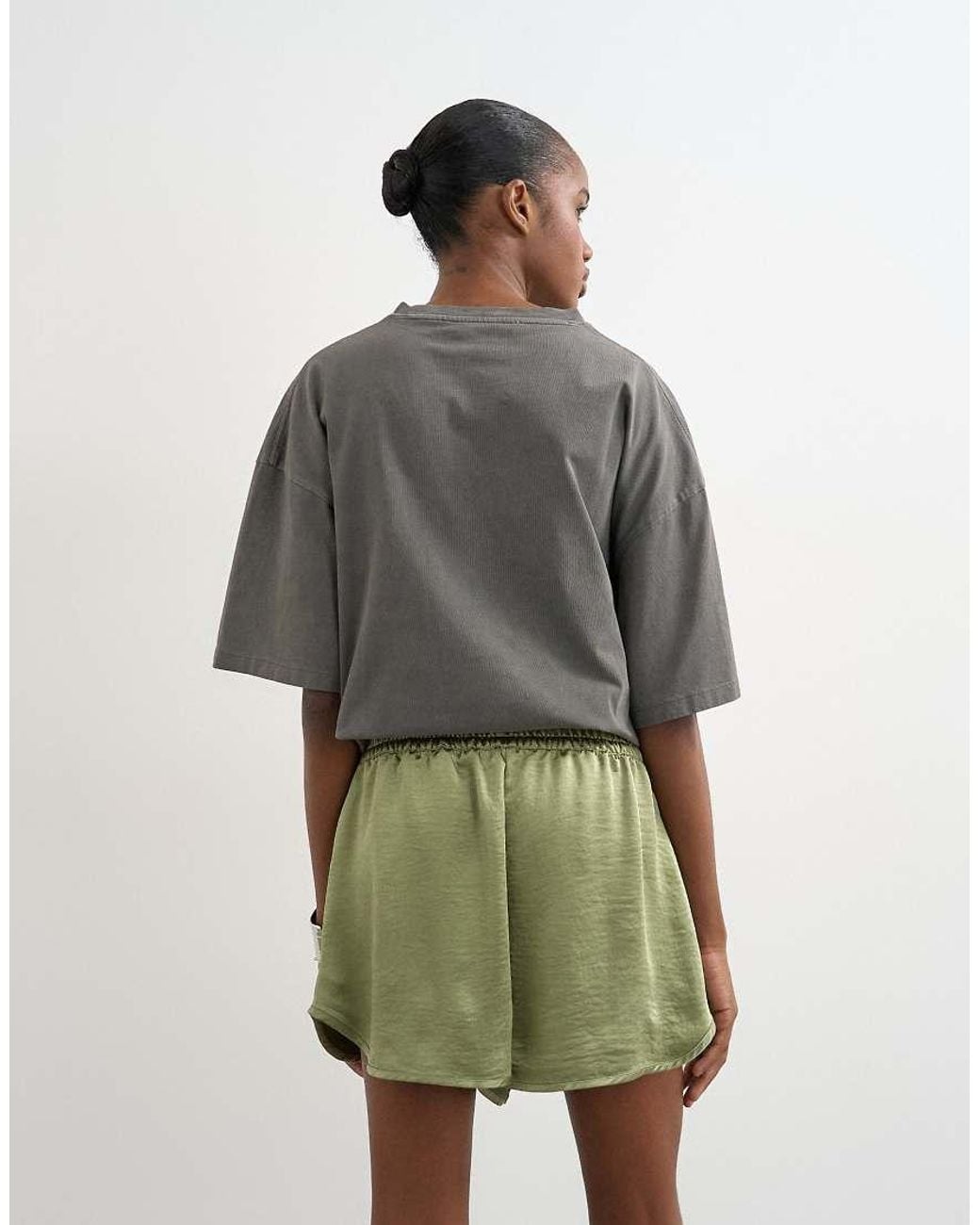TOPSHOP White Satin Runner Short With Deep Waistband