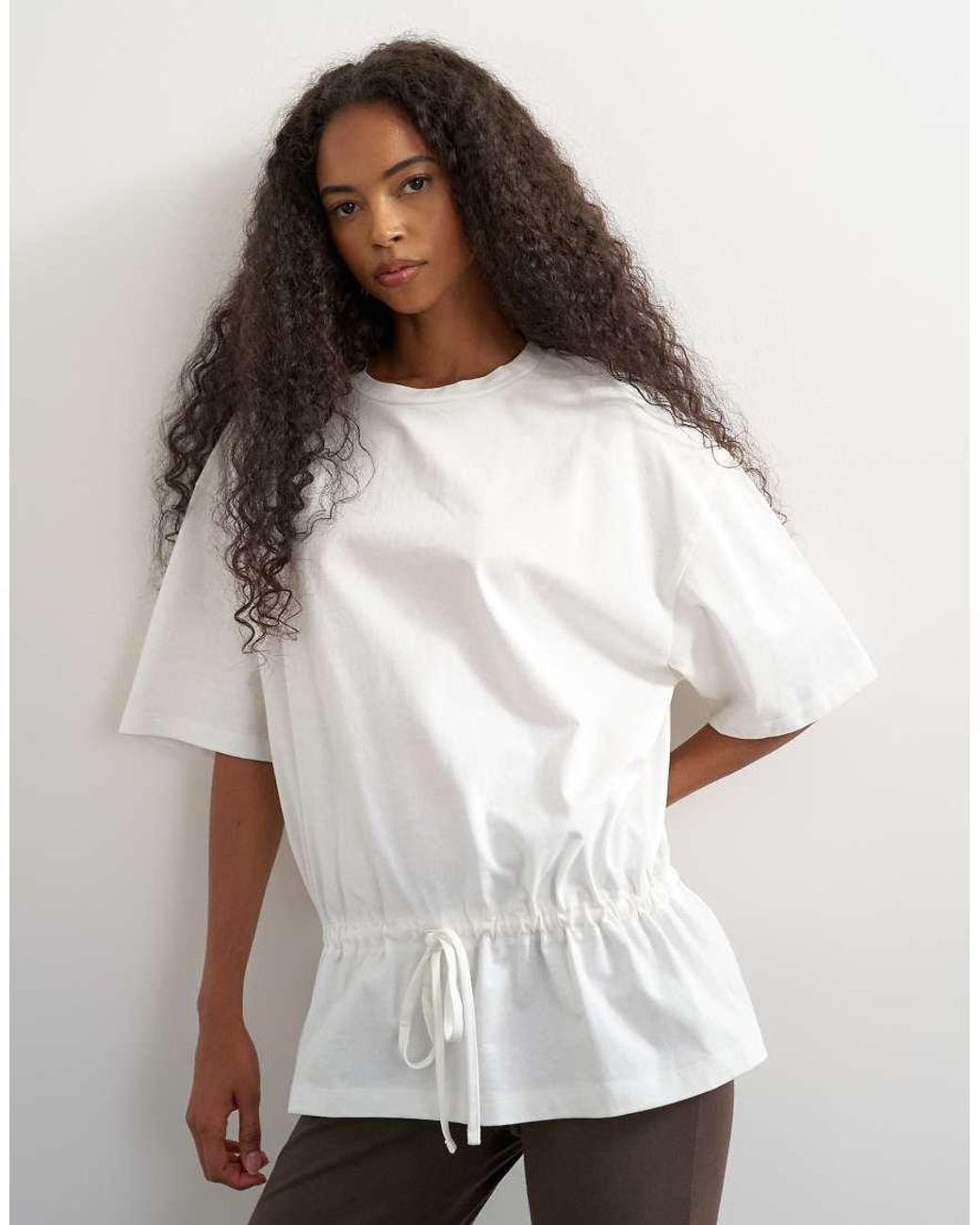 TOPSHOP White Tie Waist Tee