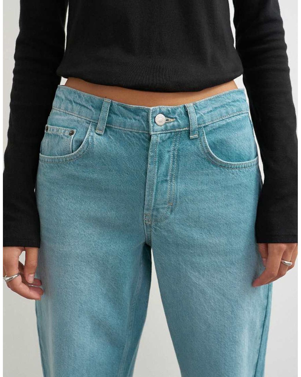 TOPSHOP Blue Ember Low Rise Relaxed Straight Leg Jeans