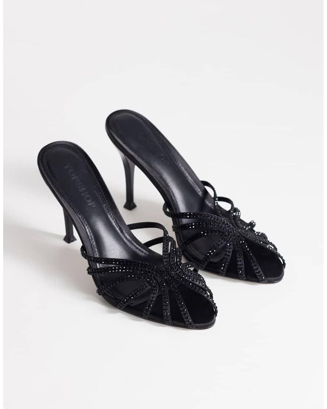 TOPSHOP Brown Azelia Heeled Sandals With Gems