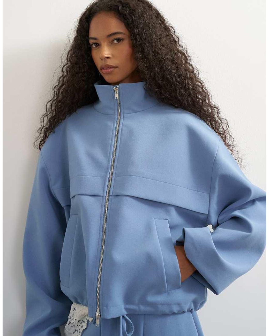 TOPSHOP Blue Co Ord Funnel Neck Jacket