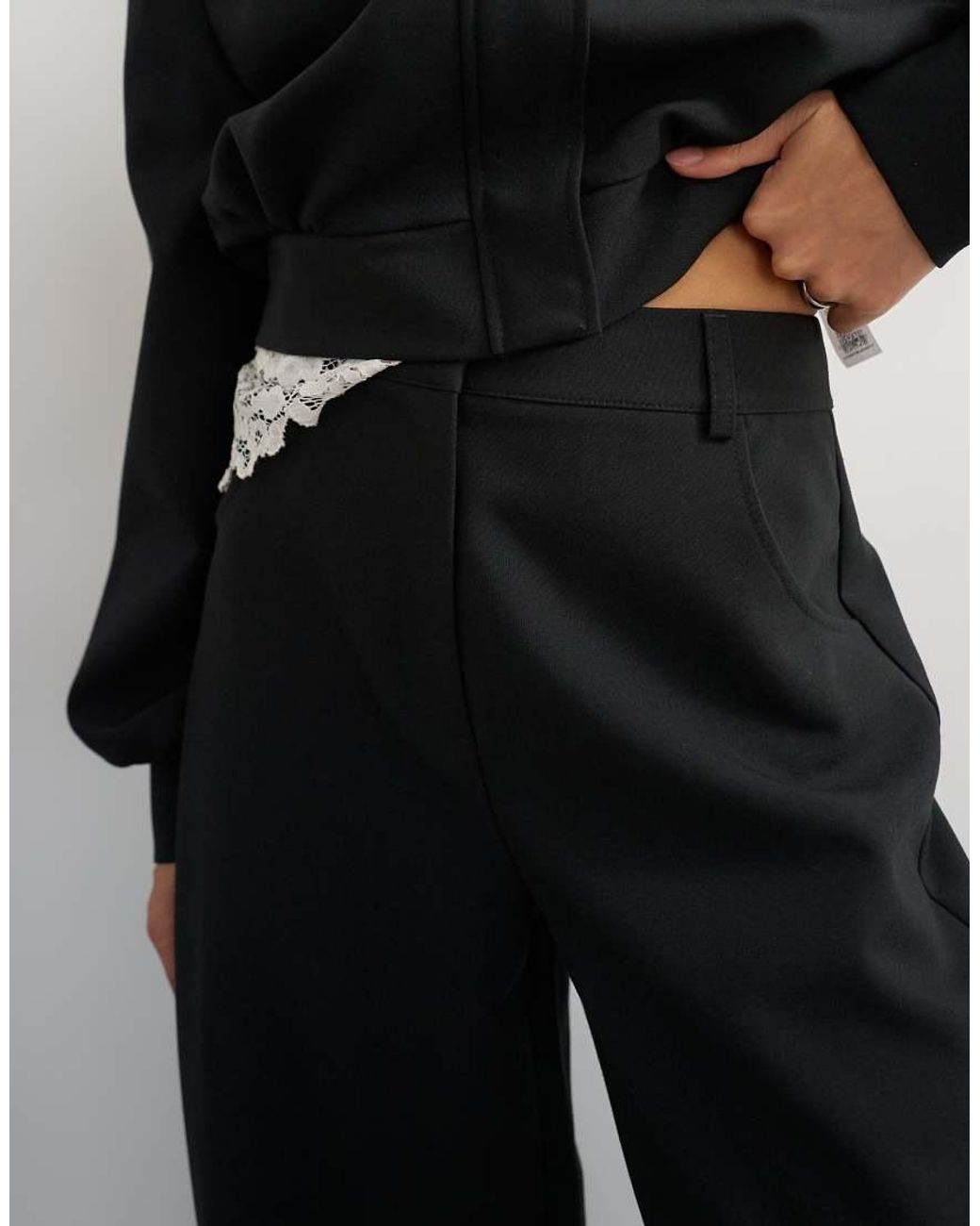 TOPSHOP Black Tailored Bubble Barrel Leg Trouser