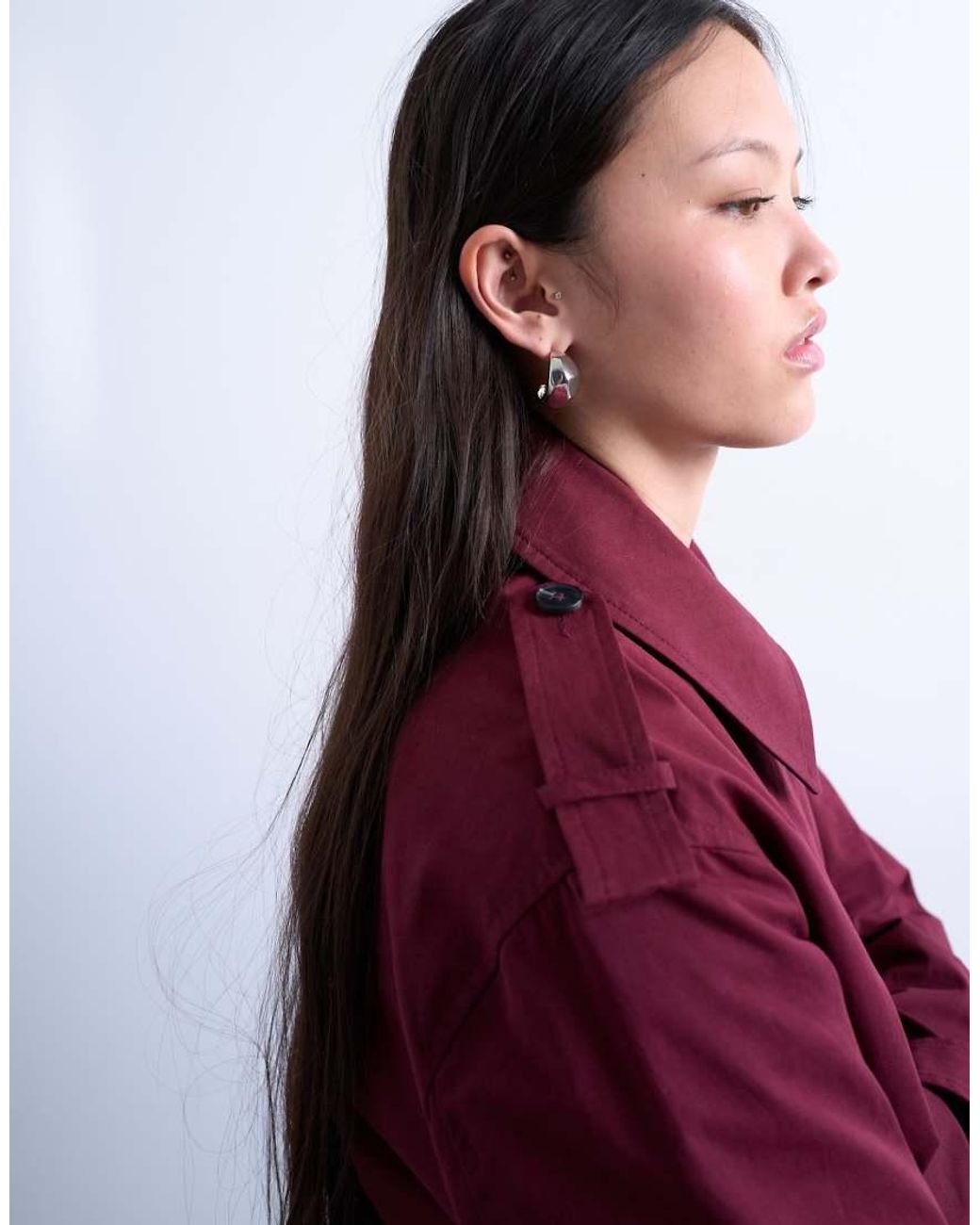 TOPSHOP Red Short 90S Trench Coat