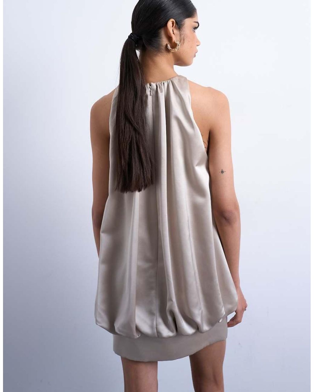 TOPSHOP White Bubble Hem Mini Dress