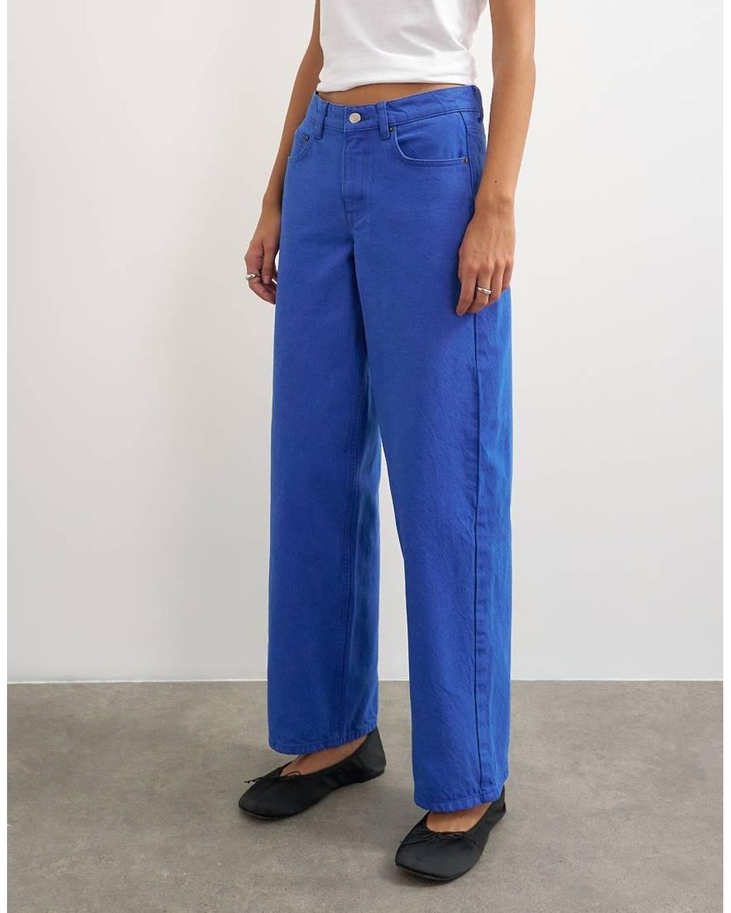 TOPSHOP Blue Cinch Low Rise Relaxed Jean