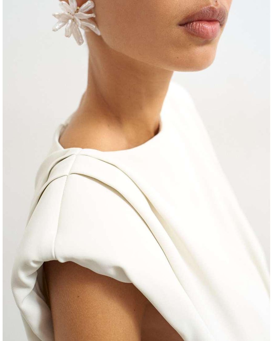 TOPSHOP White Clean Structured Shoulder Pad Mini Dress