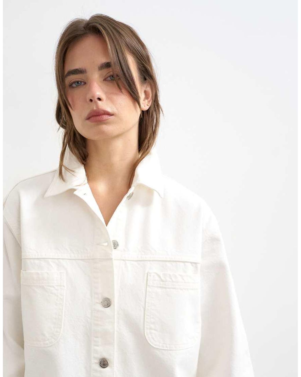 TOPSHOP White Denim Worker Jacket