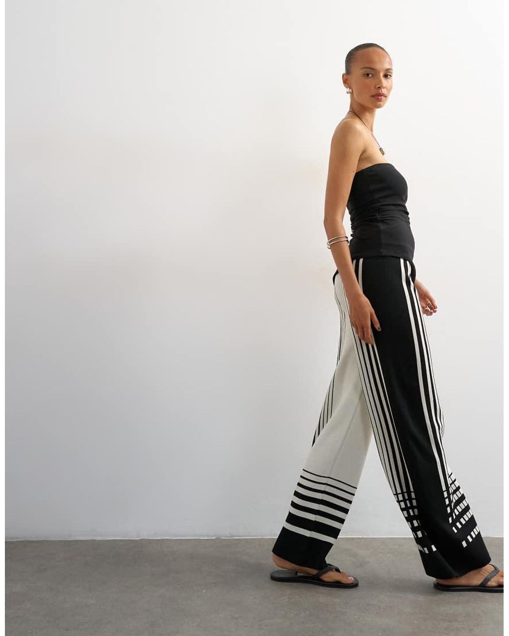 TOPSHOP Gray Knitted Wide Leg Trouser