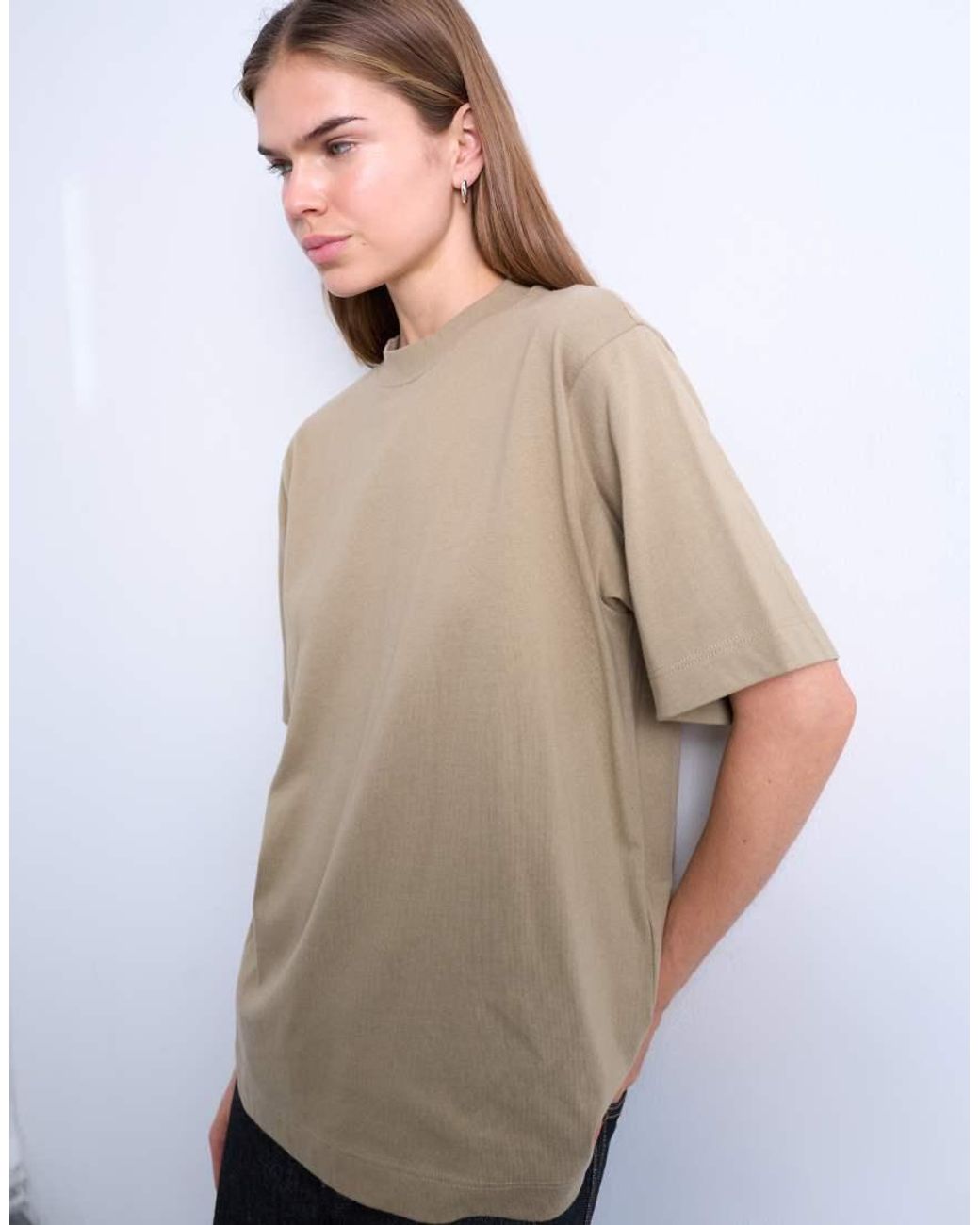 TOPSHOP Gray Premium Basic Short Sleeve Tee