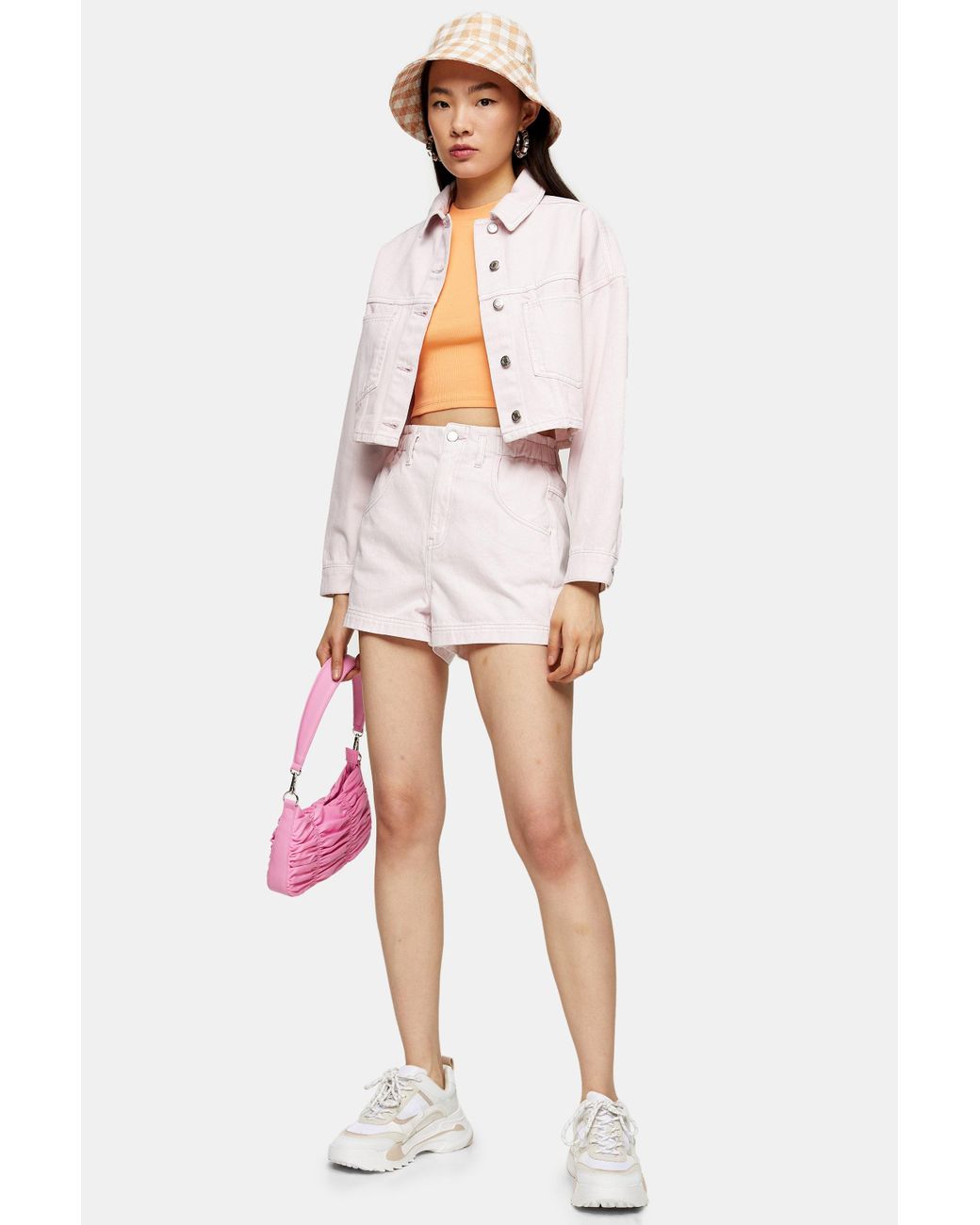 topshop pink denim skirt