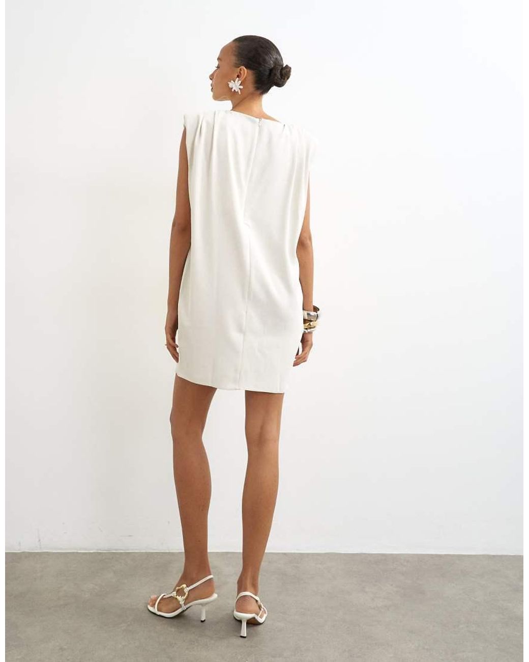 TOPSHOP White Clean Structured Shoulder Pad Mini Dress
