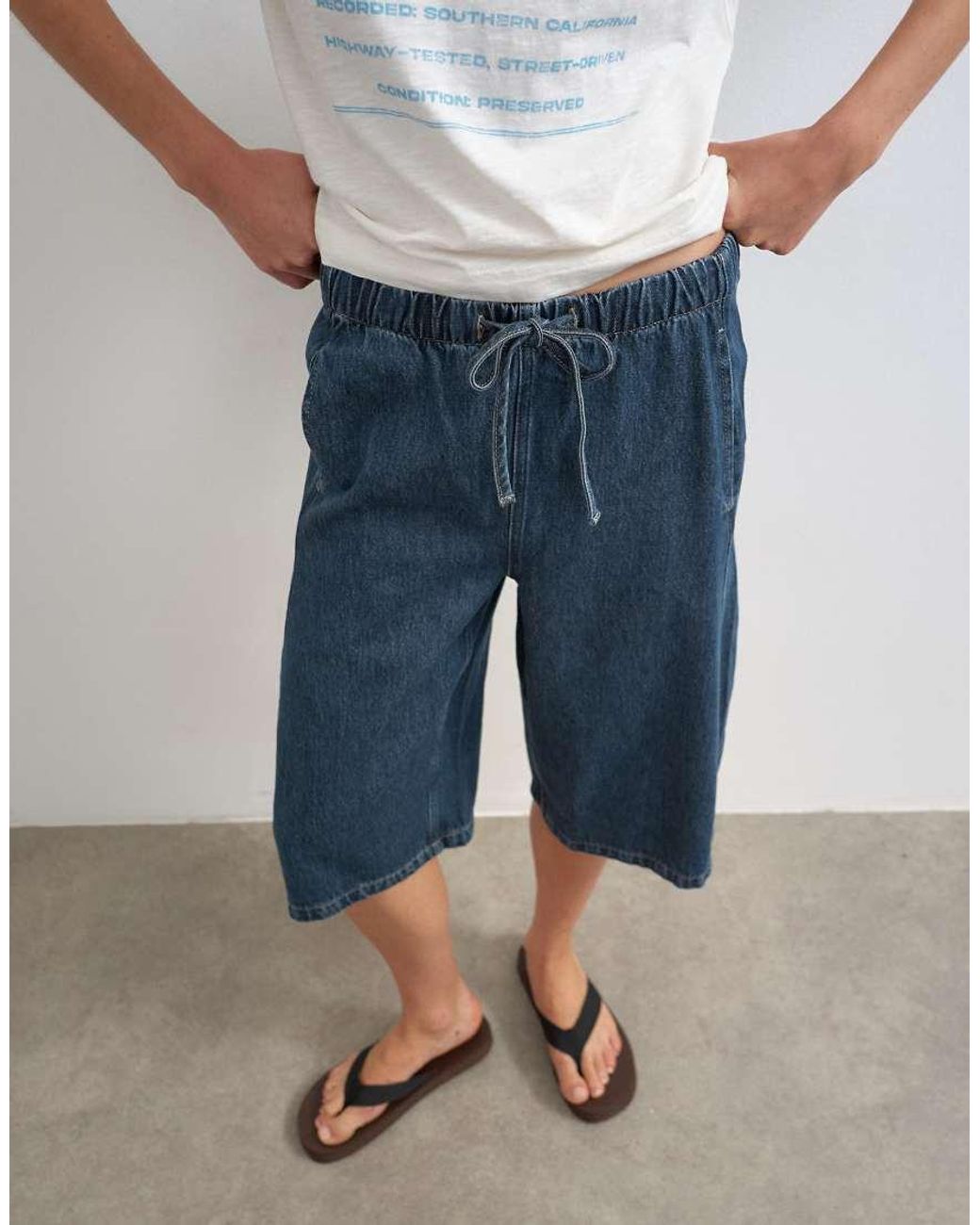 TOPSHOP Blue Denim Pull On Barrel Short