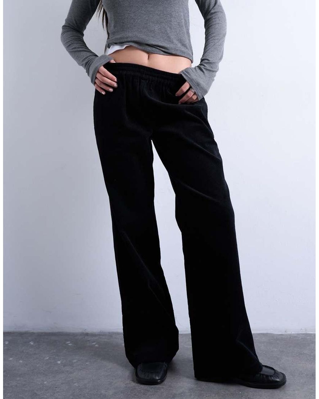 TOPSHOP White Corduroy Pull On Sweatpants