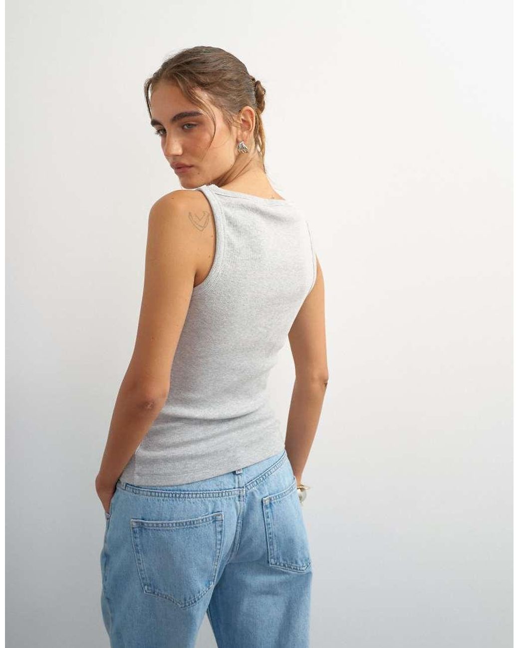 TOPSHOP Blue Slash Neck Racer Vest