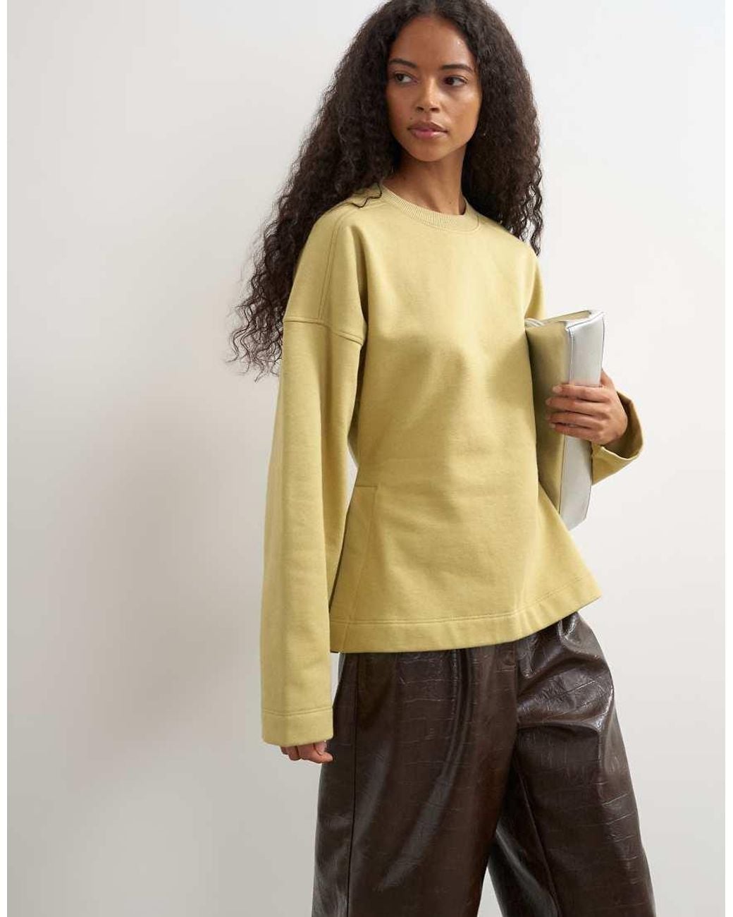 TOPSHOP Natural Sweat Crew Neck Cinched Jumper