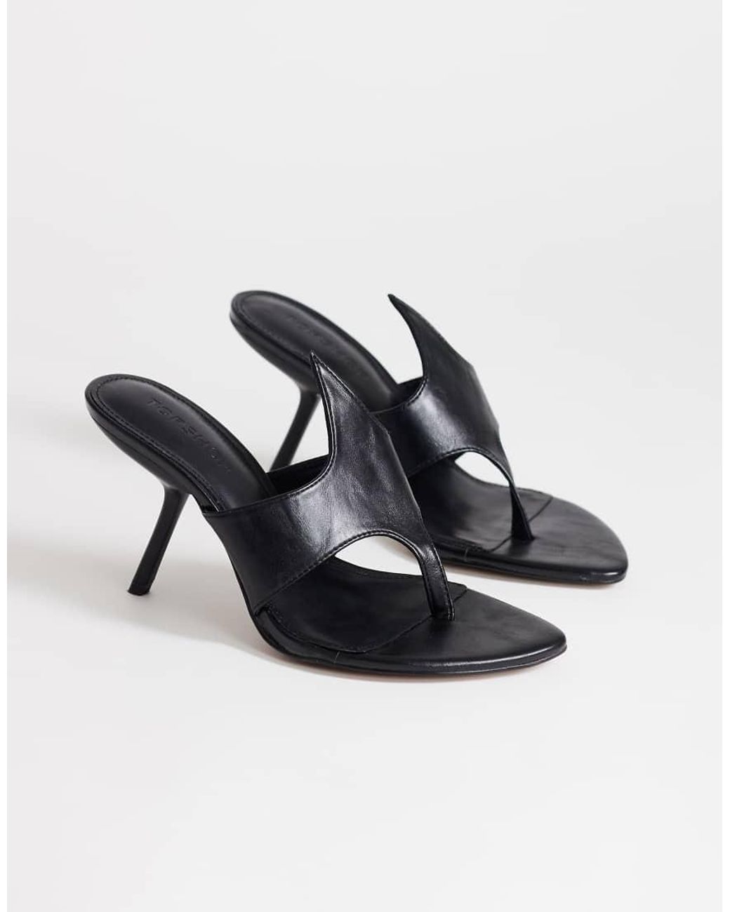 TOPSHOP Black Nora Angular High Heeled Mule Sandal