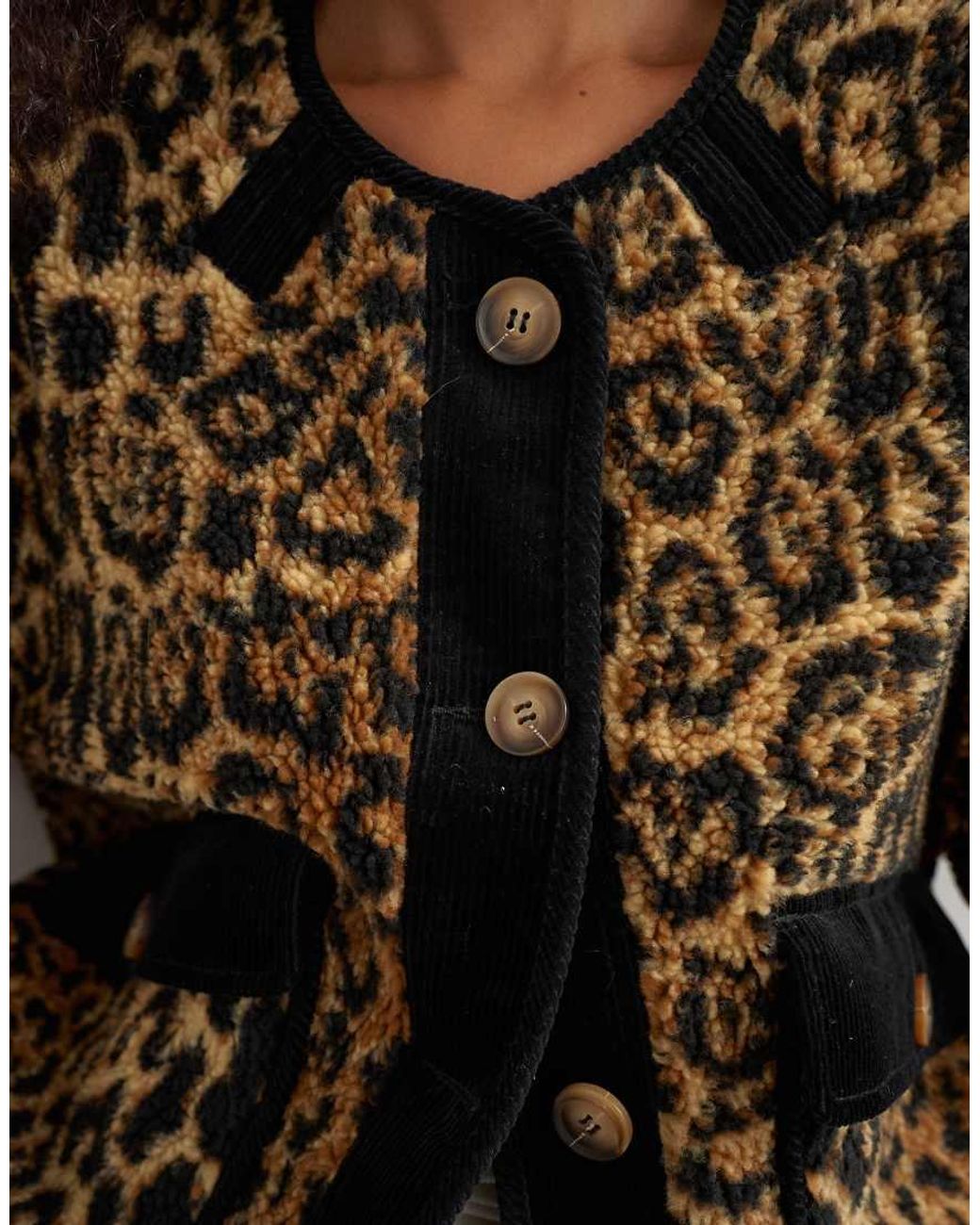 TOPSHOP Multicolor Collareless Cord Fleece Jacket