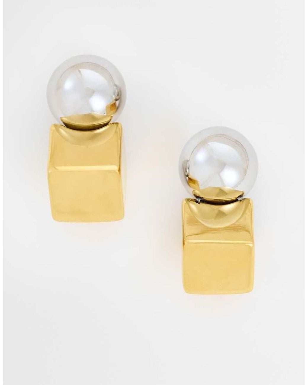 TOPSHOP Metallic Freya Stainless Steel Two Tone Stud Earring