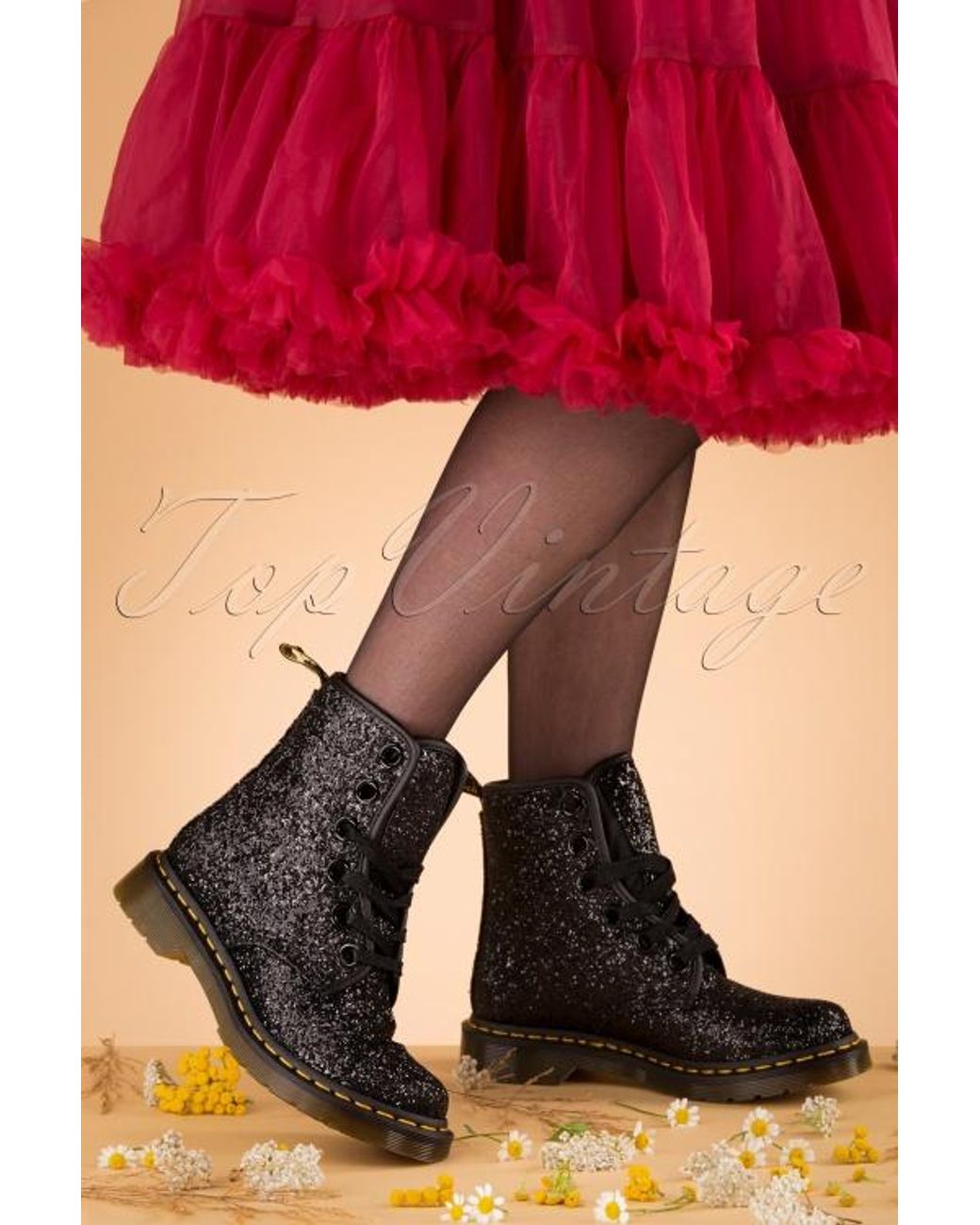 Dr. Martens 1460 Farrah Chunky Glitter Ankle Boots in het Zwart | Lyst NL