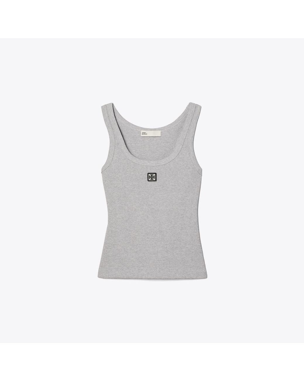 Tory Burch Gray Cotton Scoop Tank