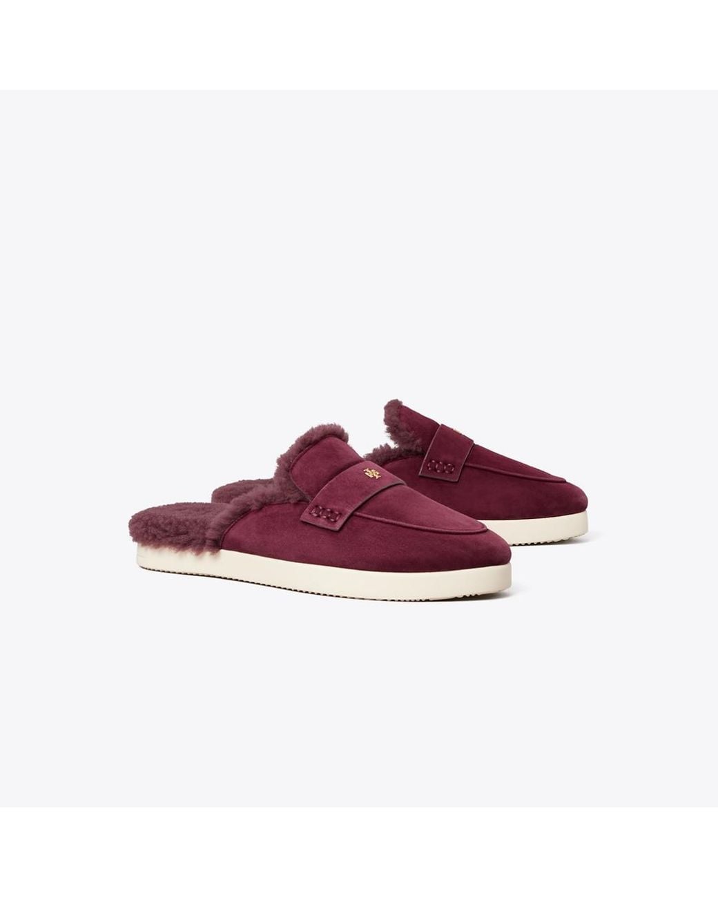 Tory Burch Red Ballet Sport Shearling Mule