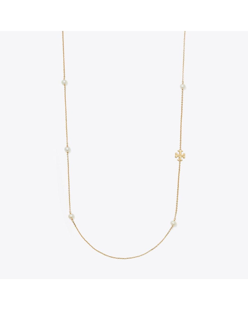 Tory Burch White Moondance Long Pearl Necklace