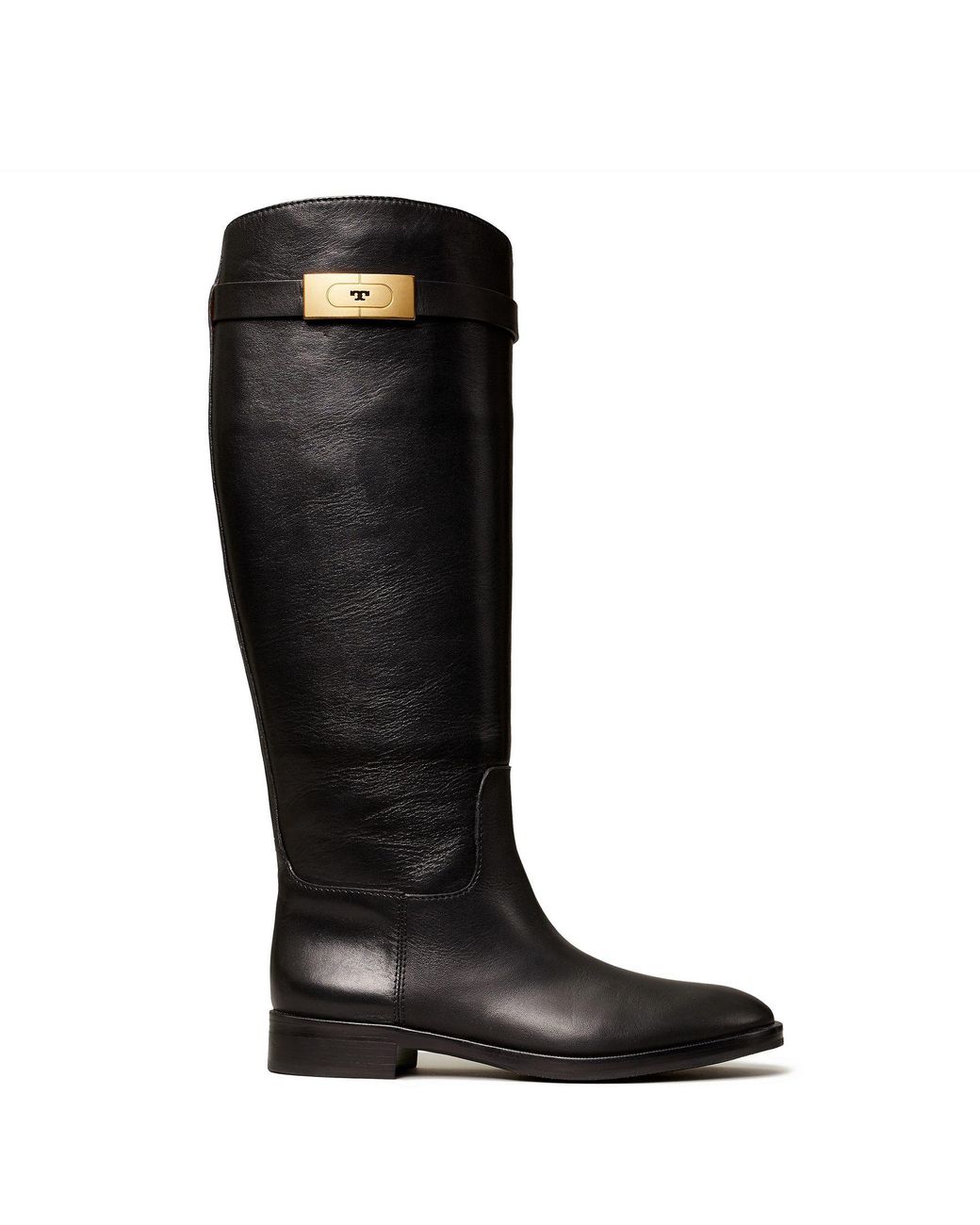 Tory Burch Leather T-hardware Riding Boot in Black - Lyst