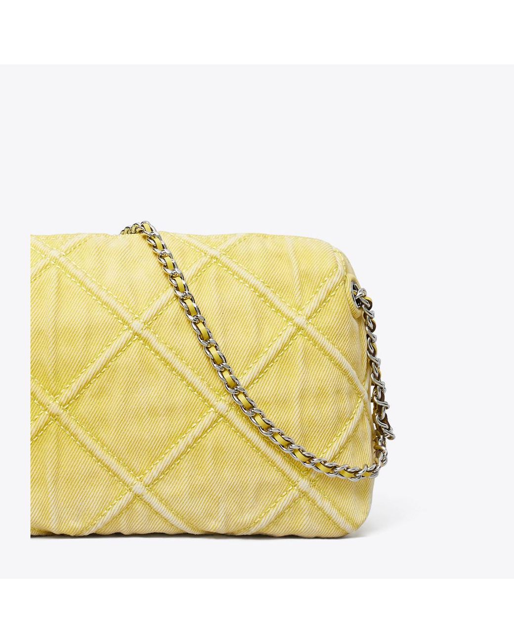 Tory Burch Yellow Fleming Denim Soft Crossbody Bag