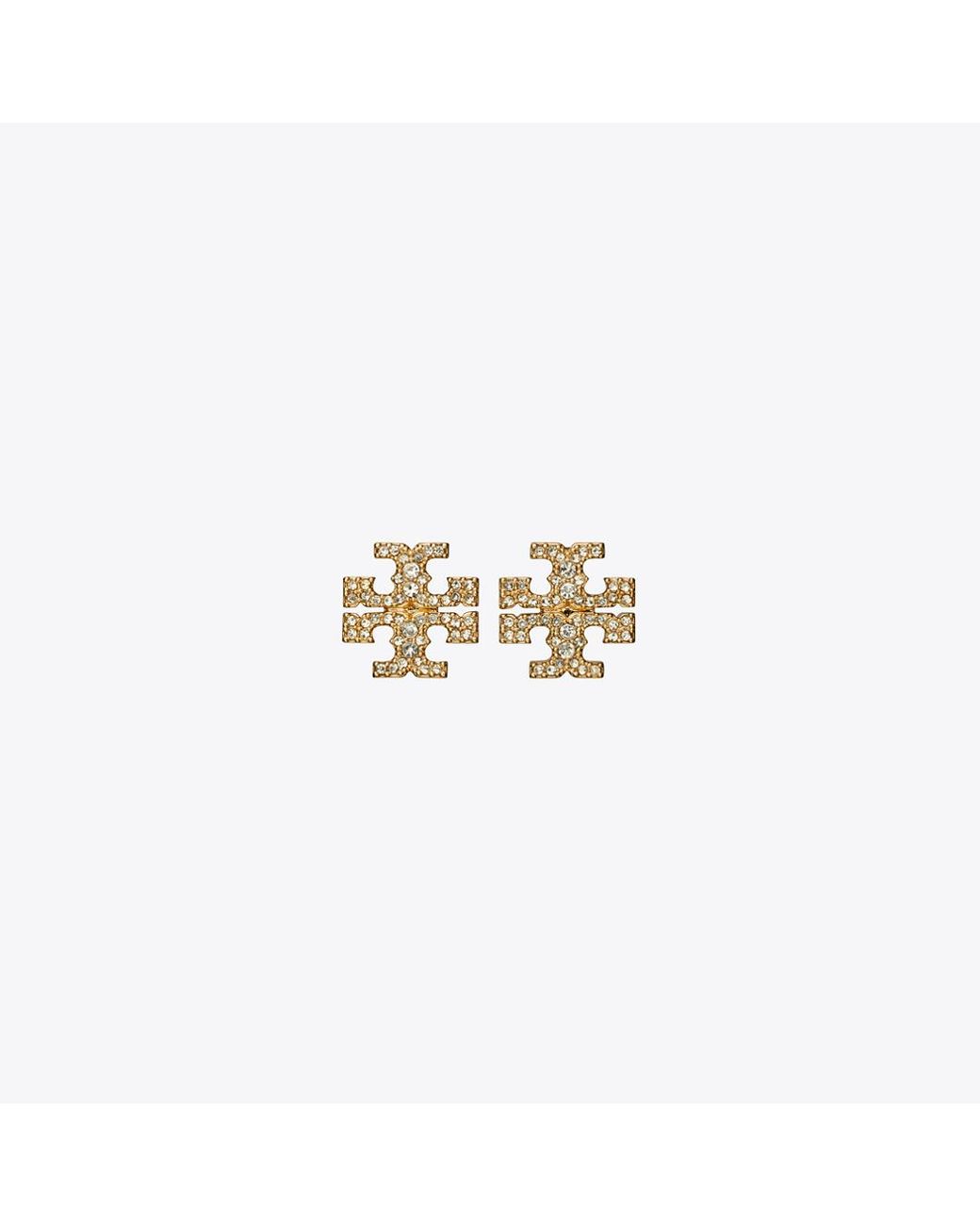 Tory Burch White Icon Pavé Stud Earrings, One Size