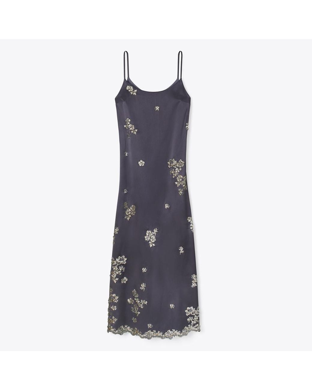 Tory Burch Blue Embellished Silk Dress