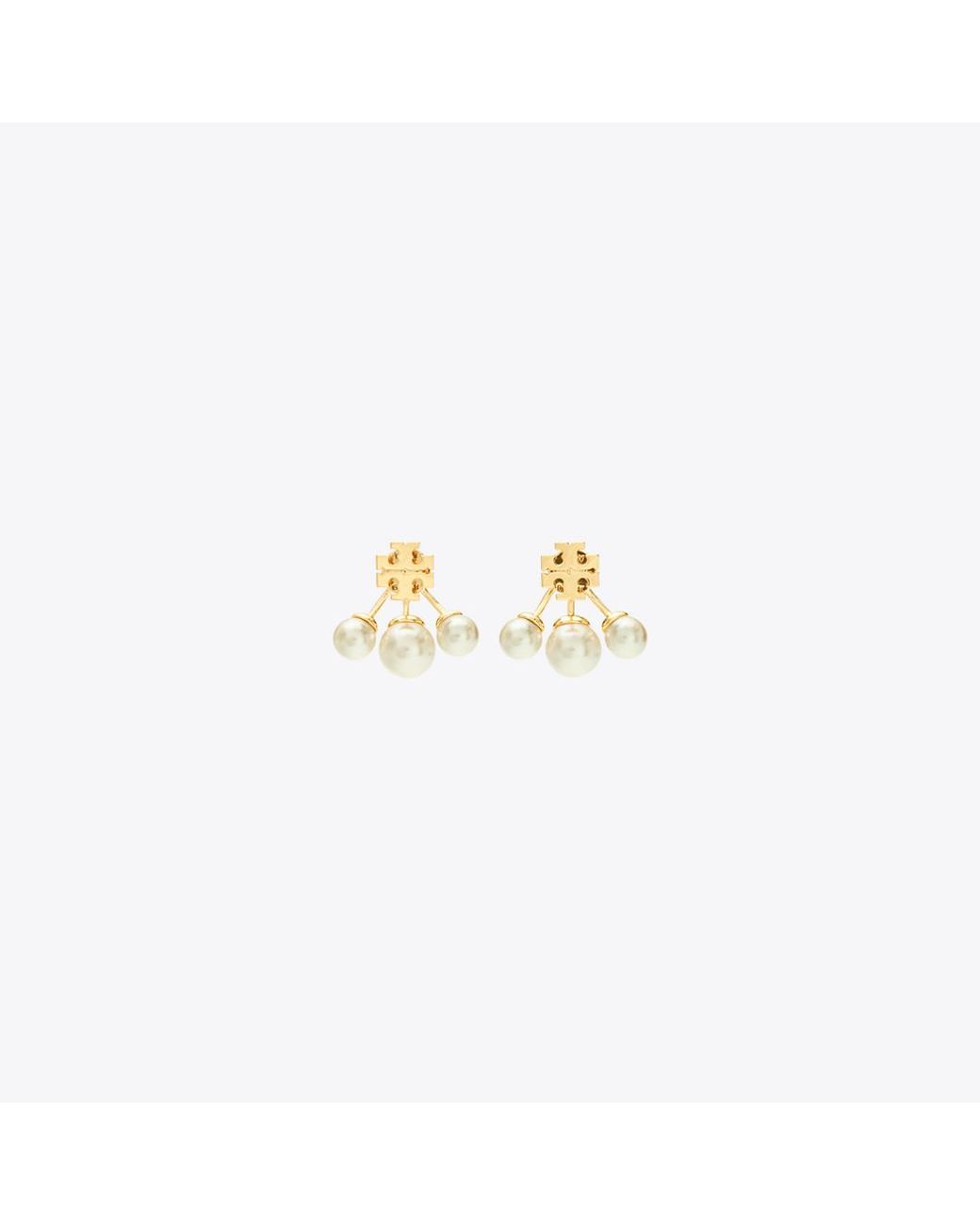 Tory Burch Metallic Moondance Pearl Front-Back Earrings