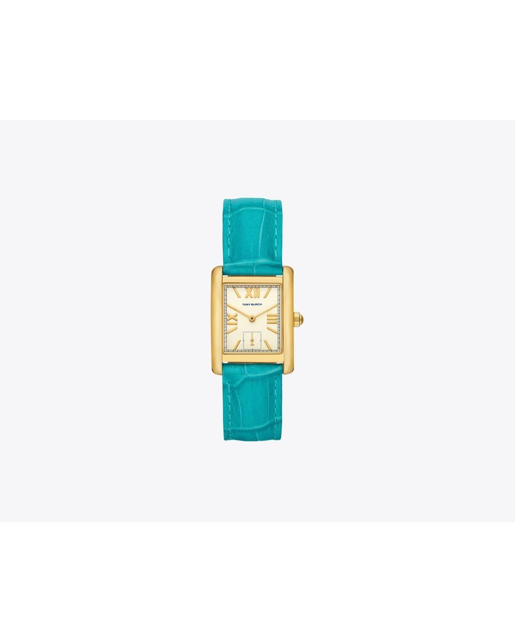 Tory Burch Golden hotsell Turtle Leather Strap Croc-Embossed Watch