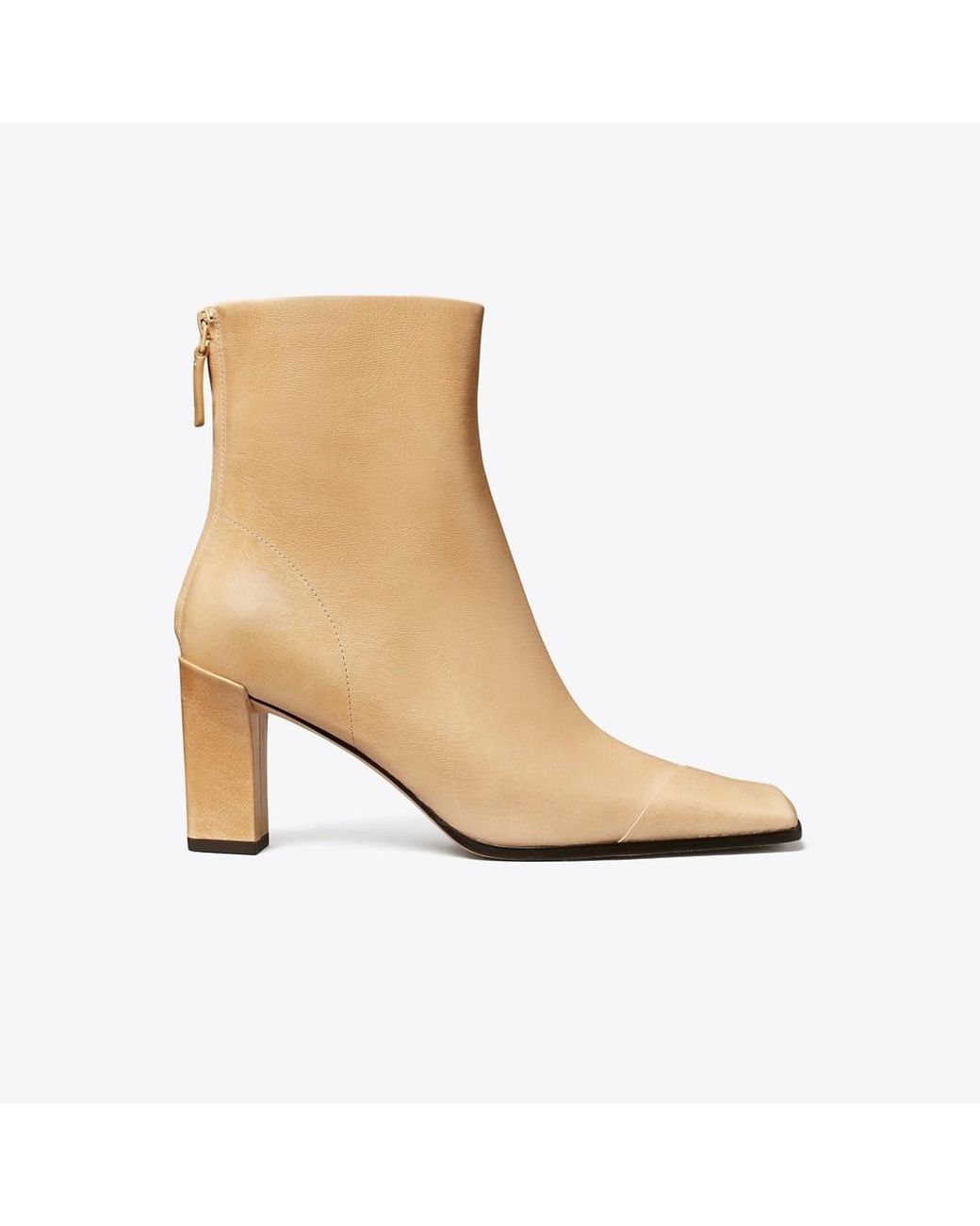 Tory Burch Natural Asymmetric Cap-Toe Ankle Boot
