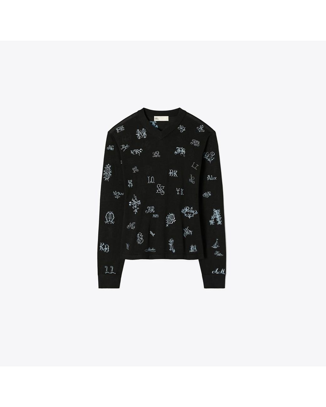 Tory Burch Black Embroidered Silk Sweater