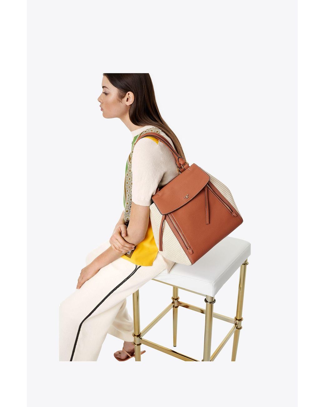 Half moon tote tory burch sale