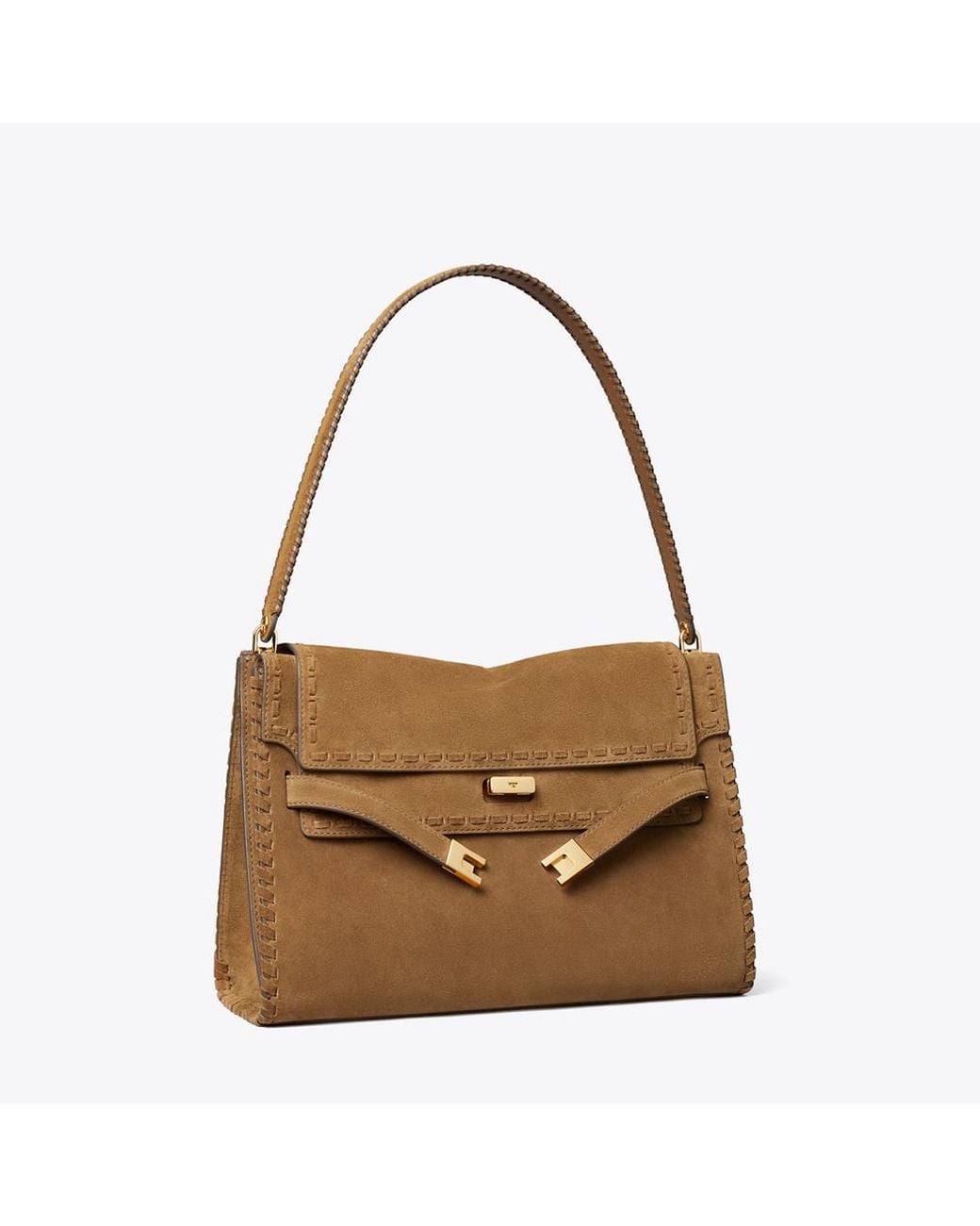 Tory Burch Metallic Large Lee Radziwill Suede Shoulder Bag