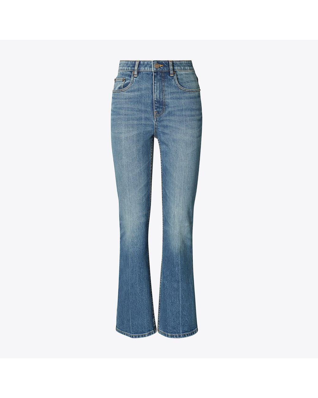 Tory Burch Blue Cropped Flare Jean