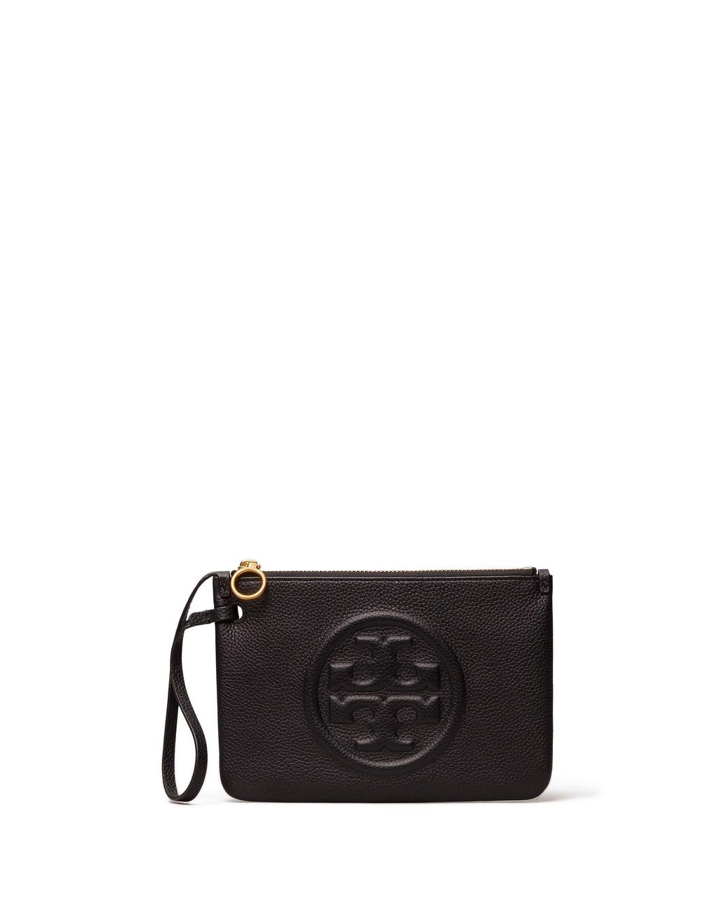 Tory Burch Leather Perry Bombe Wristlet in Black (Yellow) - Save 60% - Lyst
