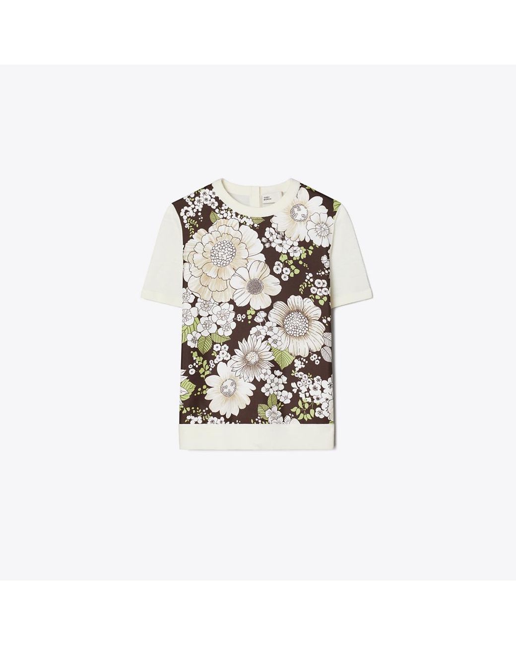 Tory Burch White Silk-Front Wool Top