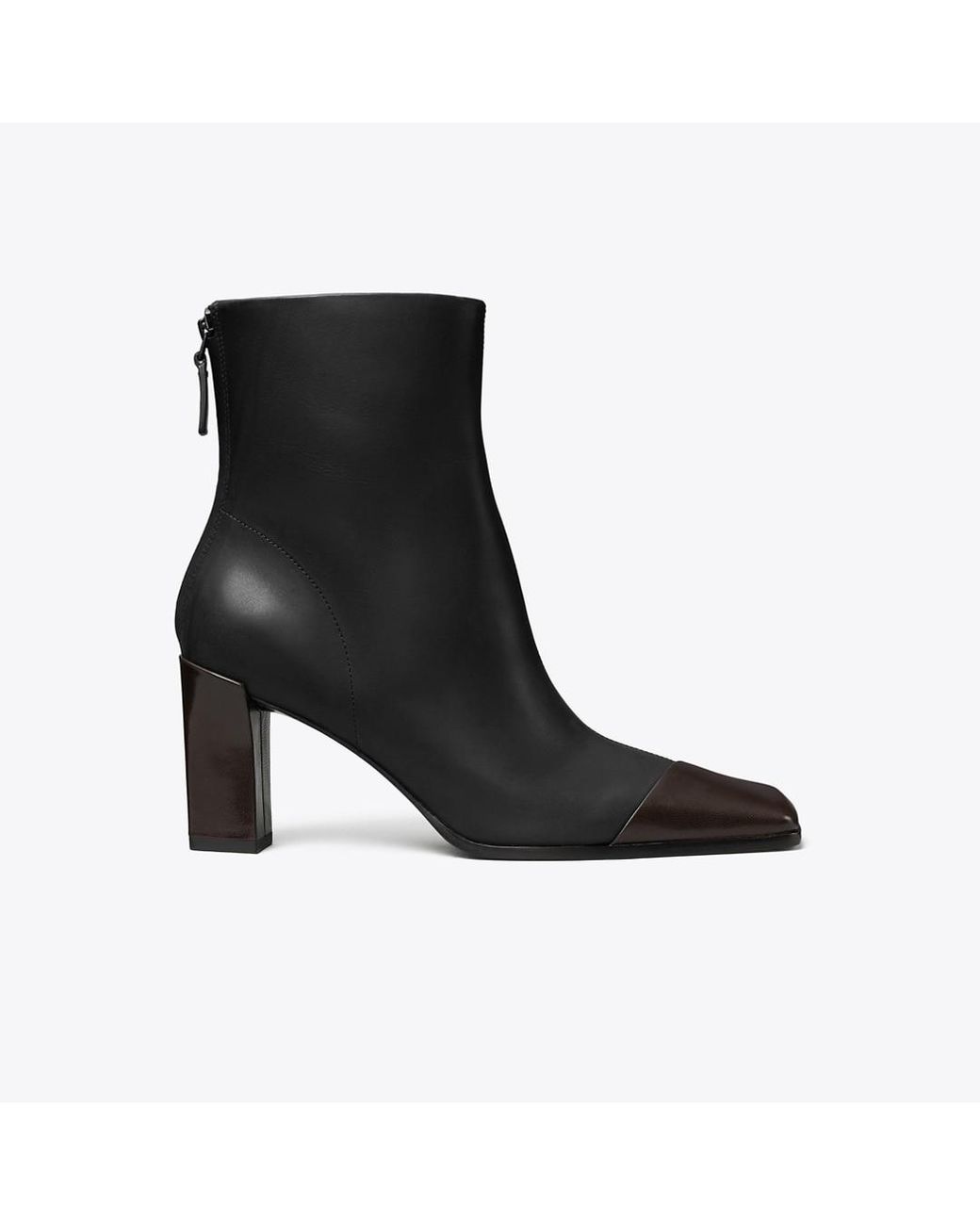 Tory Burch Black Asymmetric Cap-Toe Ankle Boot