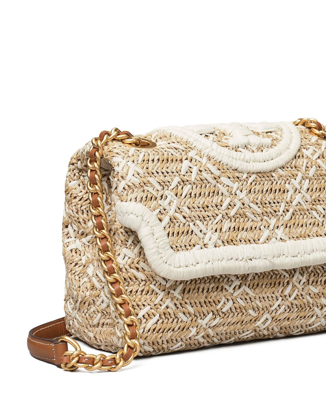 【美品】TORYBURCH FLEMING SOFT STRAW SMALL Tory Burch Fleming Soft Straw Small Convertible Shoulder Bag in