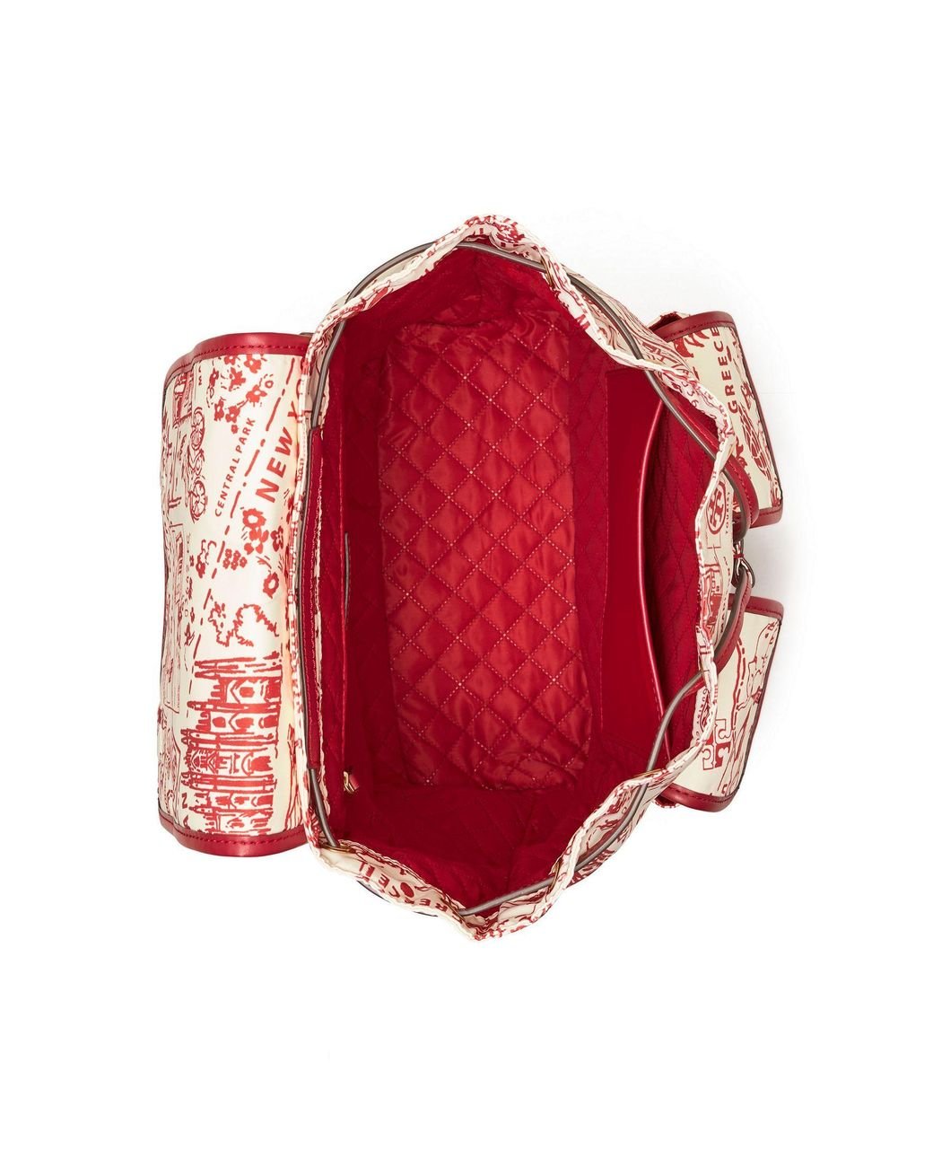 Tory Burch Perry Nylon Printed Flap Backpack in Red Lyst