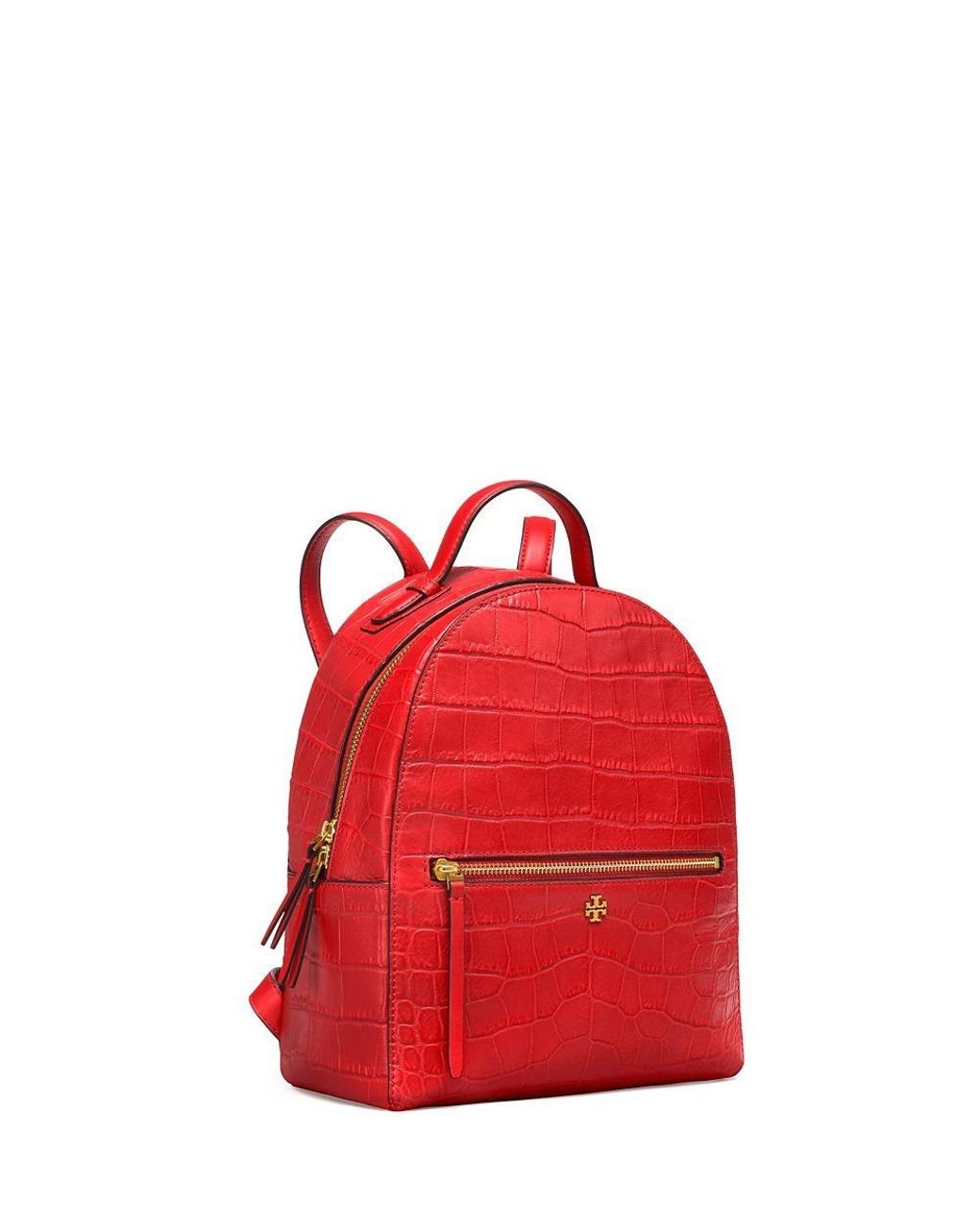 Tory Burch Croc-embossed Mini Backpack in Red | Lyst