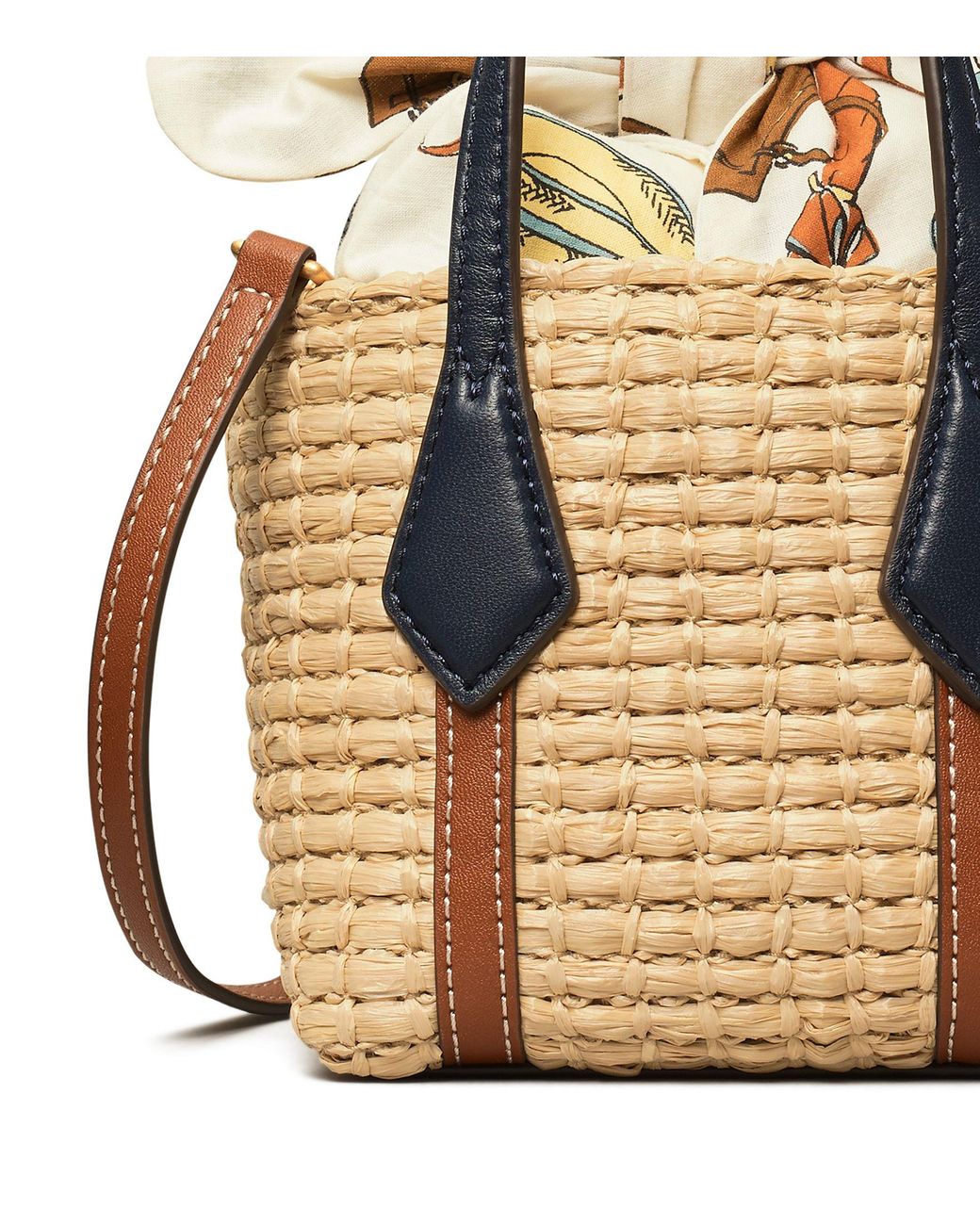 Tory Burch Perry Straw Nano Tote in Natural | Lyst