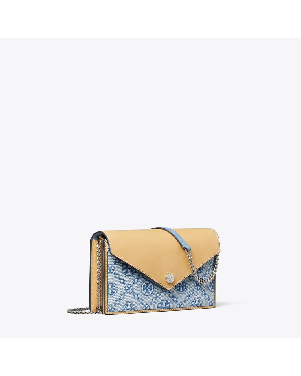 Tory Burch Blue T Monogram Denim Envelope Crossbody