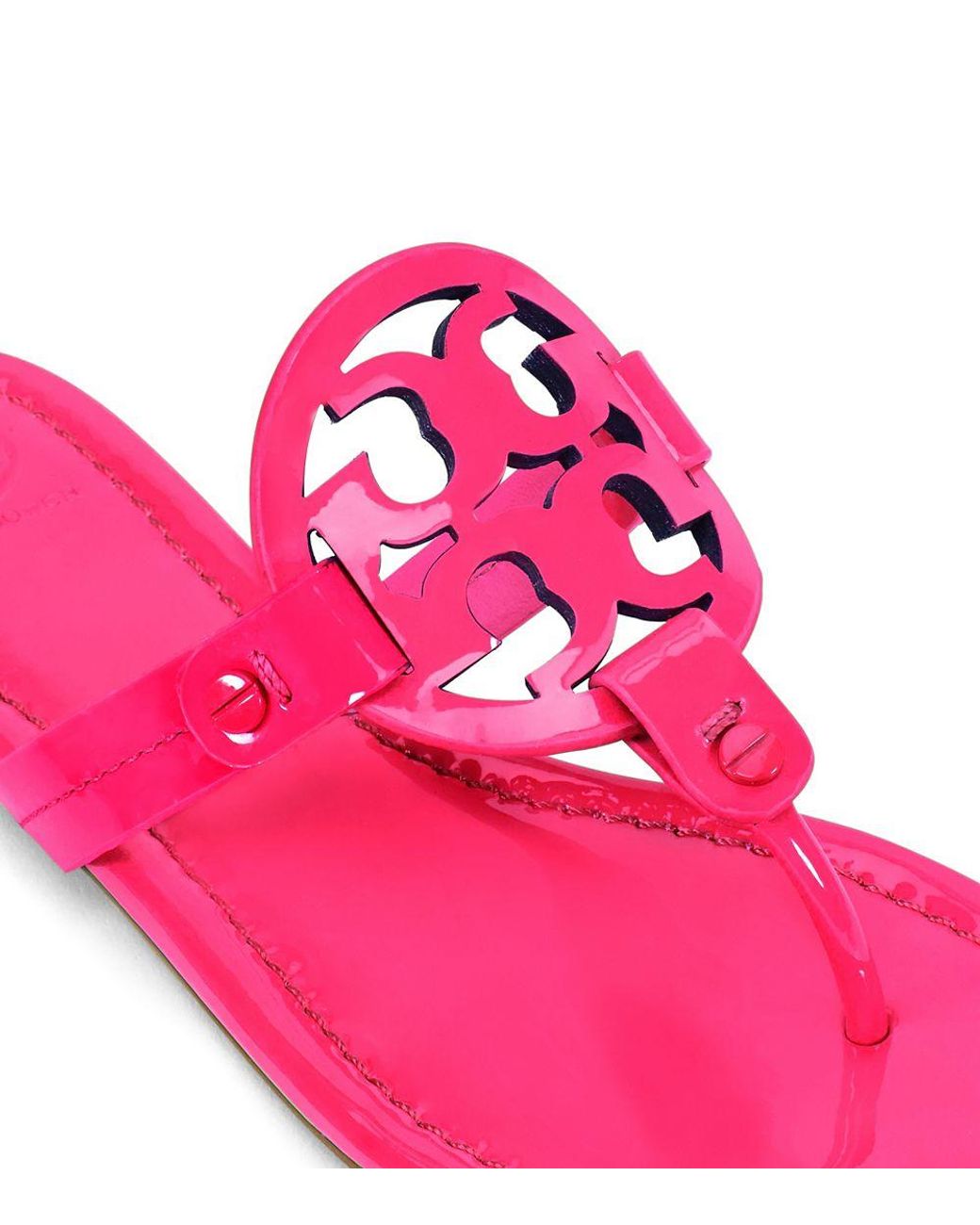 Tory Burch Miller Fluorescent Sandal, Patent Leather in Pink | Lyst