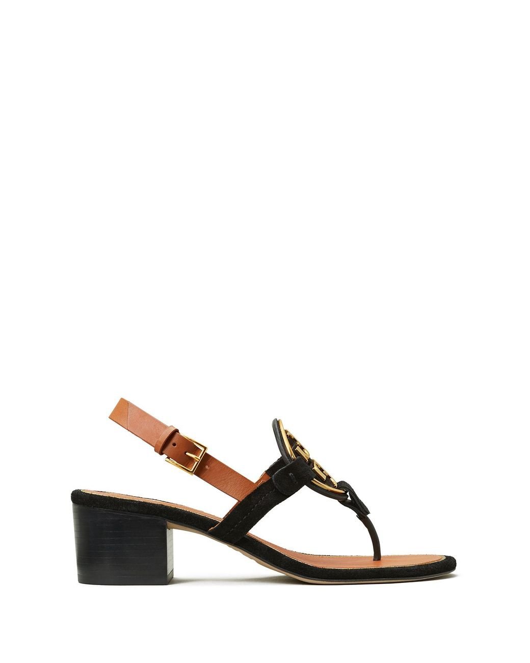 Tory Burch Miller Metal logo Sandals Suede Lyst