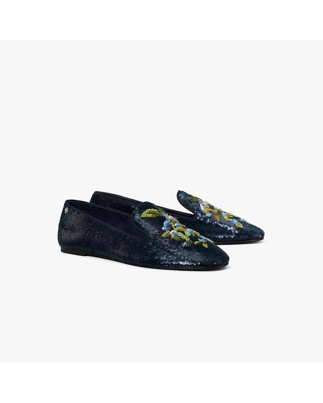 Tory Burch Blue Smoking Slipper