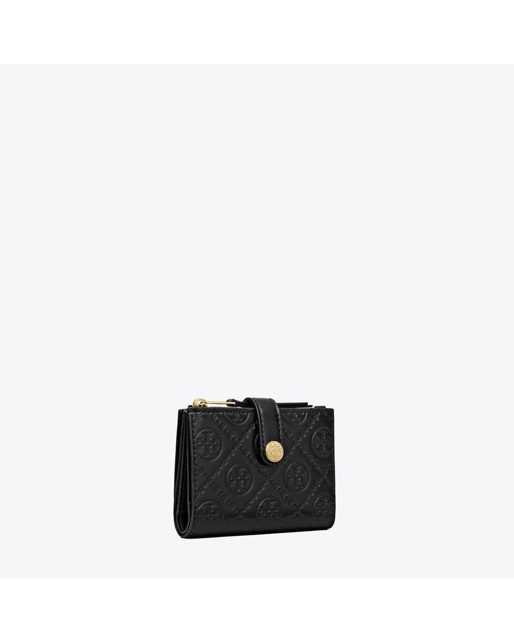 ★Tory Burch★T Monogram Leather Bi-Fold Wallet Tory Burch T Monogram Leather Bi-Fold Wallet in Black | Lyst
